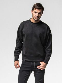 【予約品 8月31日(日) 締切】SUEDE DROP TRAINER / スウェード ドロップショルダートレーナー / ブラック