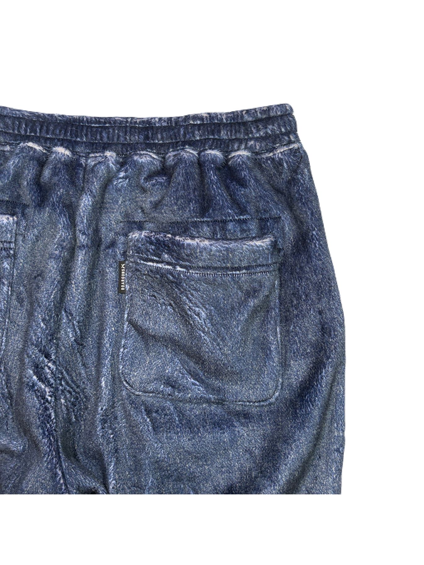 【予約品 3月9日(月) 18:00 締切】FLEECE DENIM PANTS / デニムプリント フリース イージーパンツ / ブルー