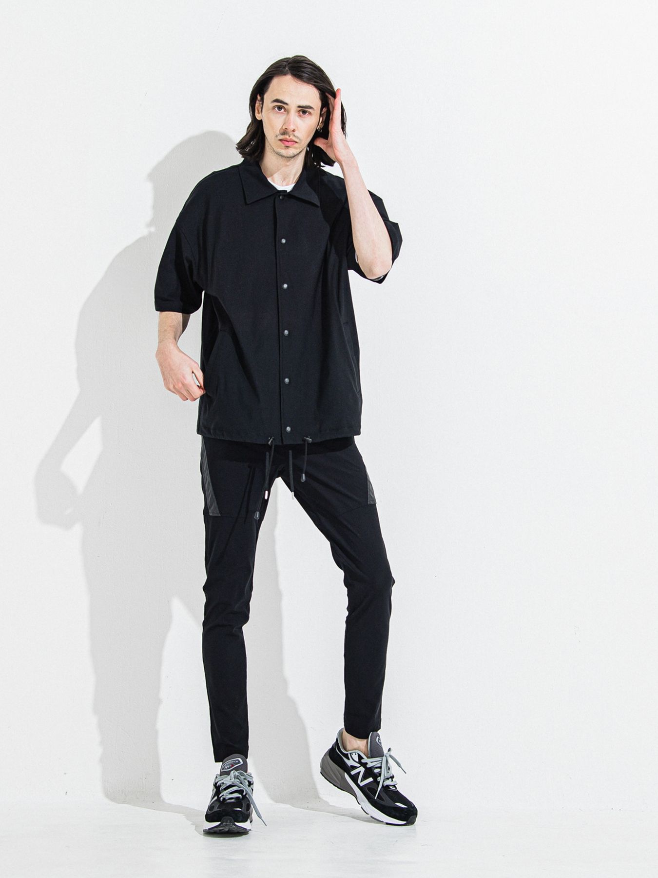 【予約品】NYLON HALF COACH JACKET / ナイロンハーフコーチジャケット / ブラック