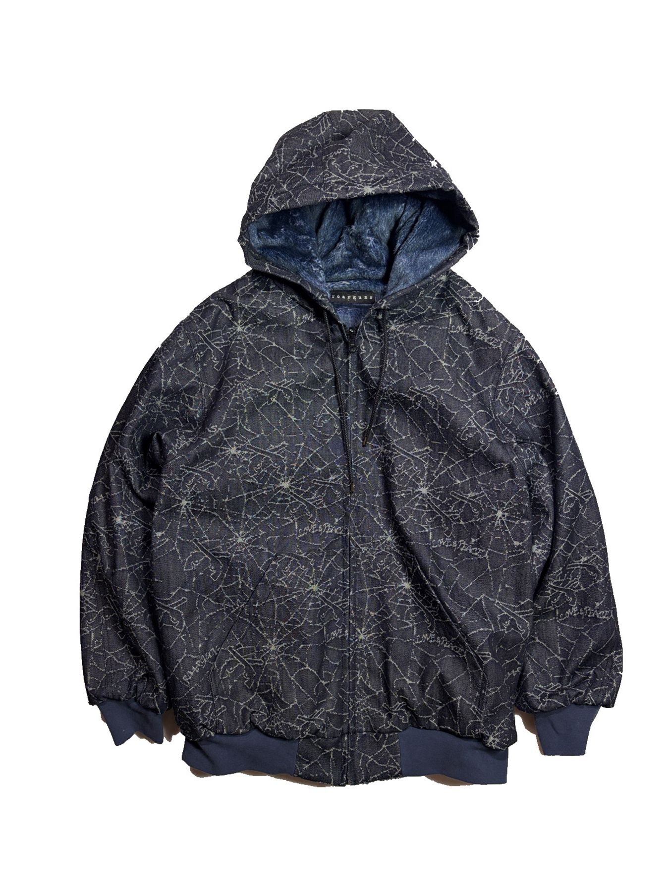 【予約品 3月9日(月) 18:00 締切】SPIDER JAQ HOODIE / リバーシブル スパイダー ジャガード ジップフーディ / ブルー