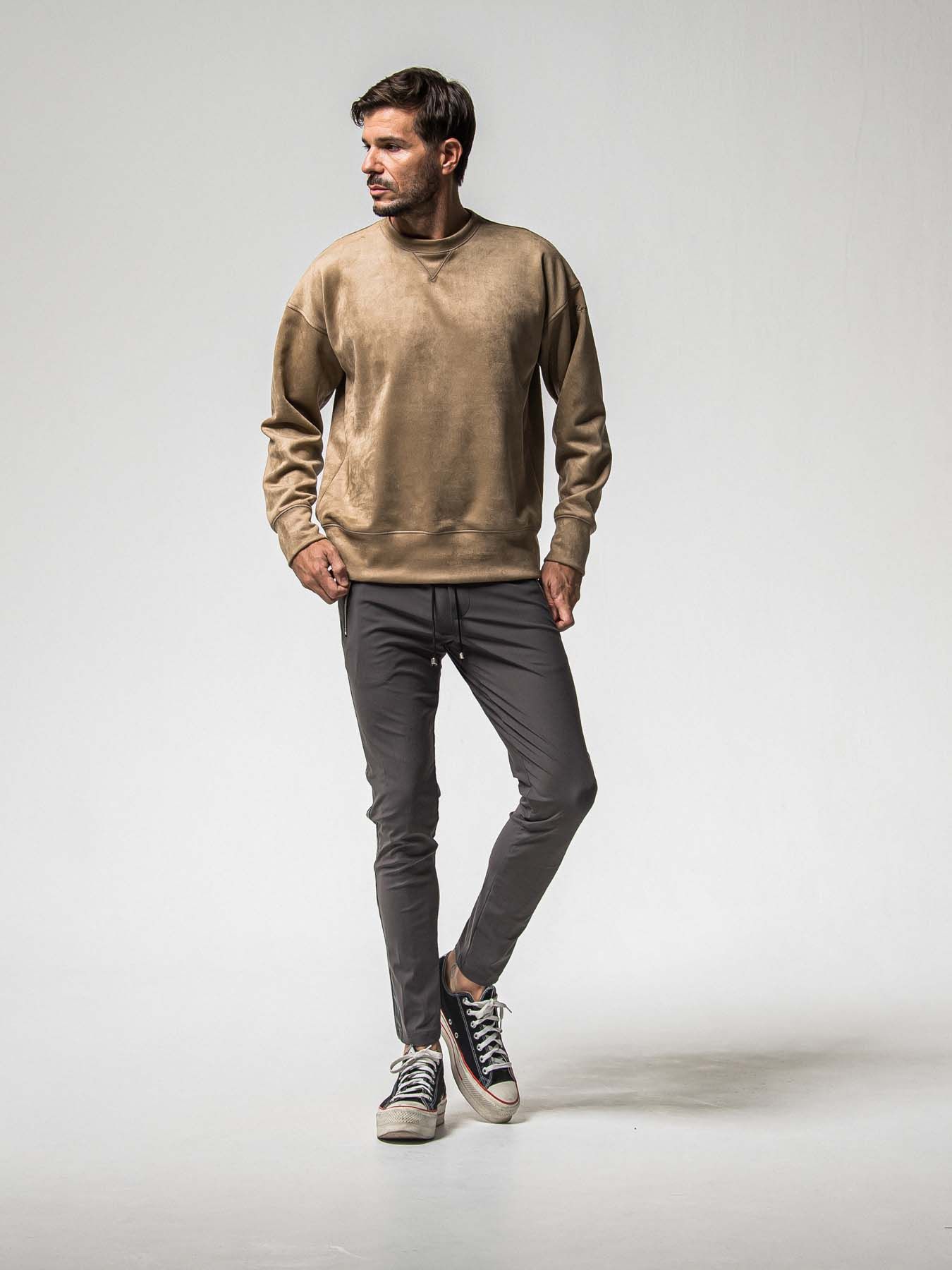 【予約品 8月31日(日) 締切】LEATHER LINE TRACK / レザーライン トラックパンツ / チャコール