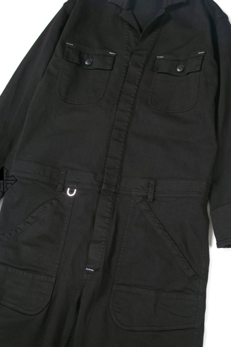 Over Drive 10ozオーガニックコットン ストレッチデニム エンジニア カバーオール BLACK 【STRUM】