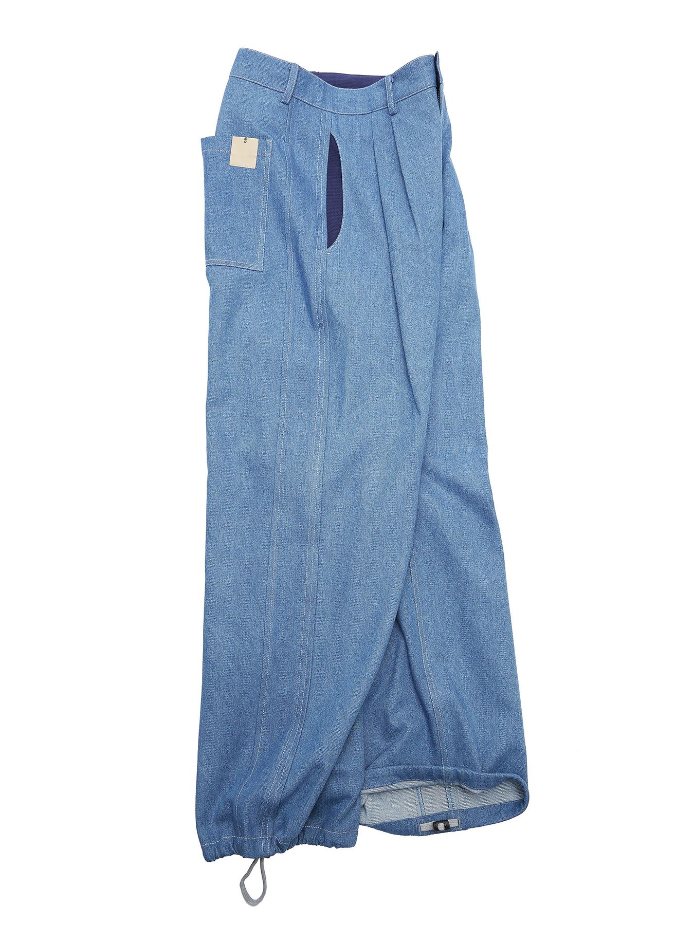 DENIM-MESH PANTS / アイスブルー【QUOLT】