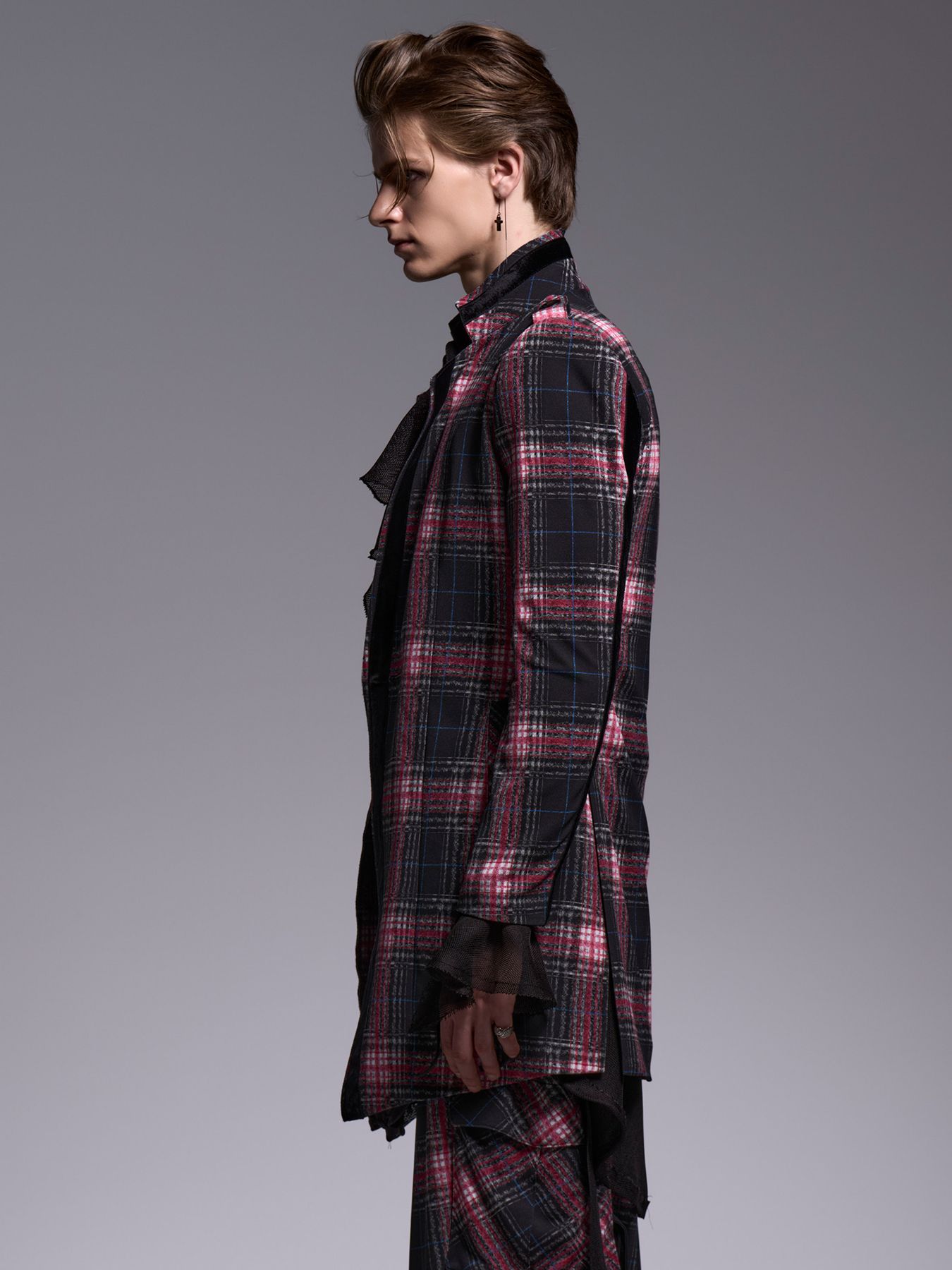 【予約品 1月4日(日) 締切】Trimming Stand Collar Jacket / トリミング スタンドカラージャケット / ブラック&ピンク