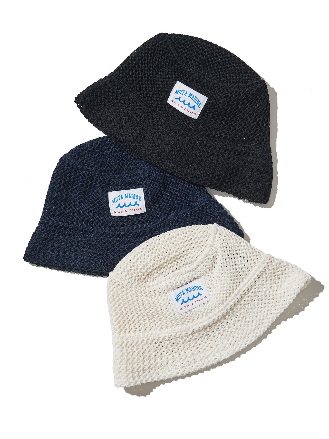 【予約品 10月9日(木) 締切】muta Mesh Knit Bucket Hat / ニットバケットハット / ブラック【Acanthus × muta MARINE】