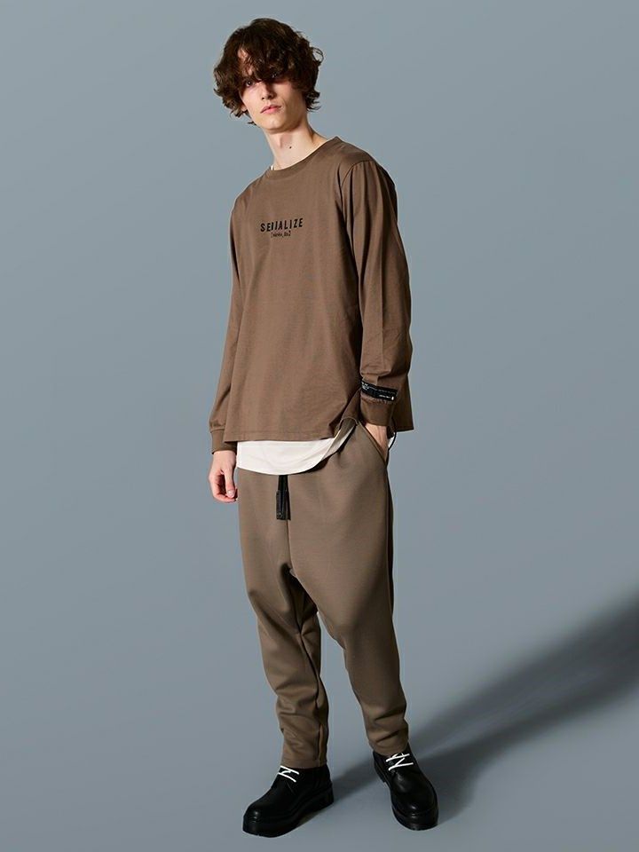LOGO ZIP TEE×TANK TOP TシャツXタンクセット / モカチャコール×ベージュ