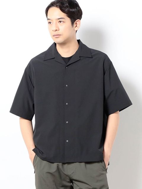 ストレッチリップ オープンカラーシャツ / ブラック【Grand PARK NICOLE】