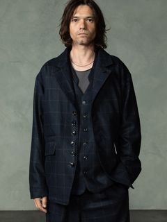 【予約品 7月5日(日) 締切】PEAK-JACKET windowpane / ウィンドーペイン ウールジャケット / ネイビーチェック
