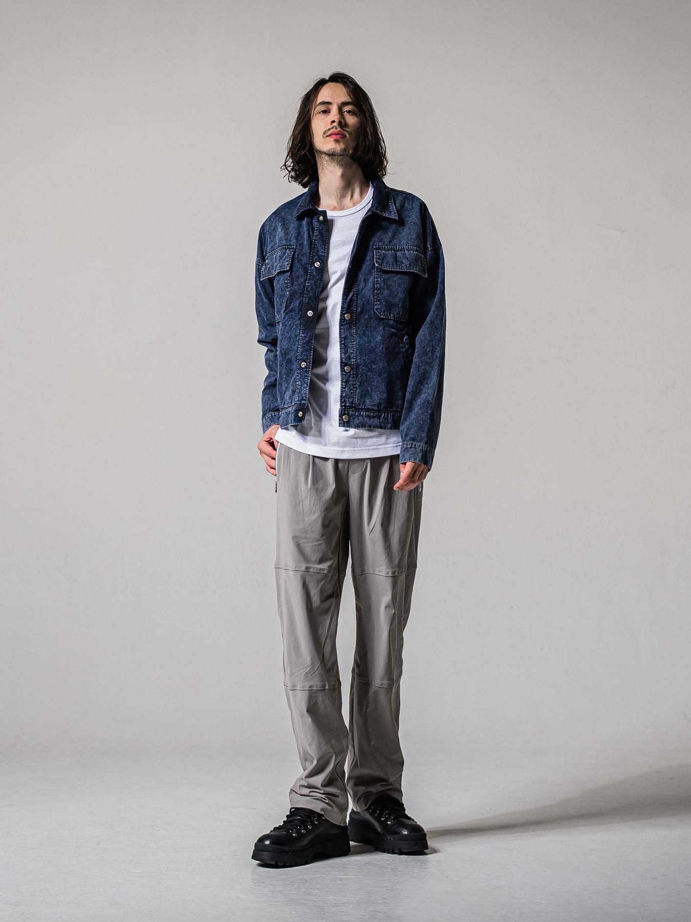 【予約品 11月16日(日) 締切】JONSON LINE WIDE PT / ジョンソン ライン ワイドパンツ / グレー×ホワイト