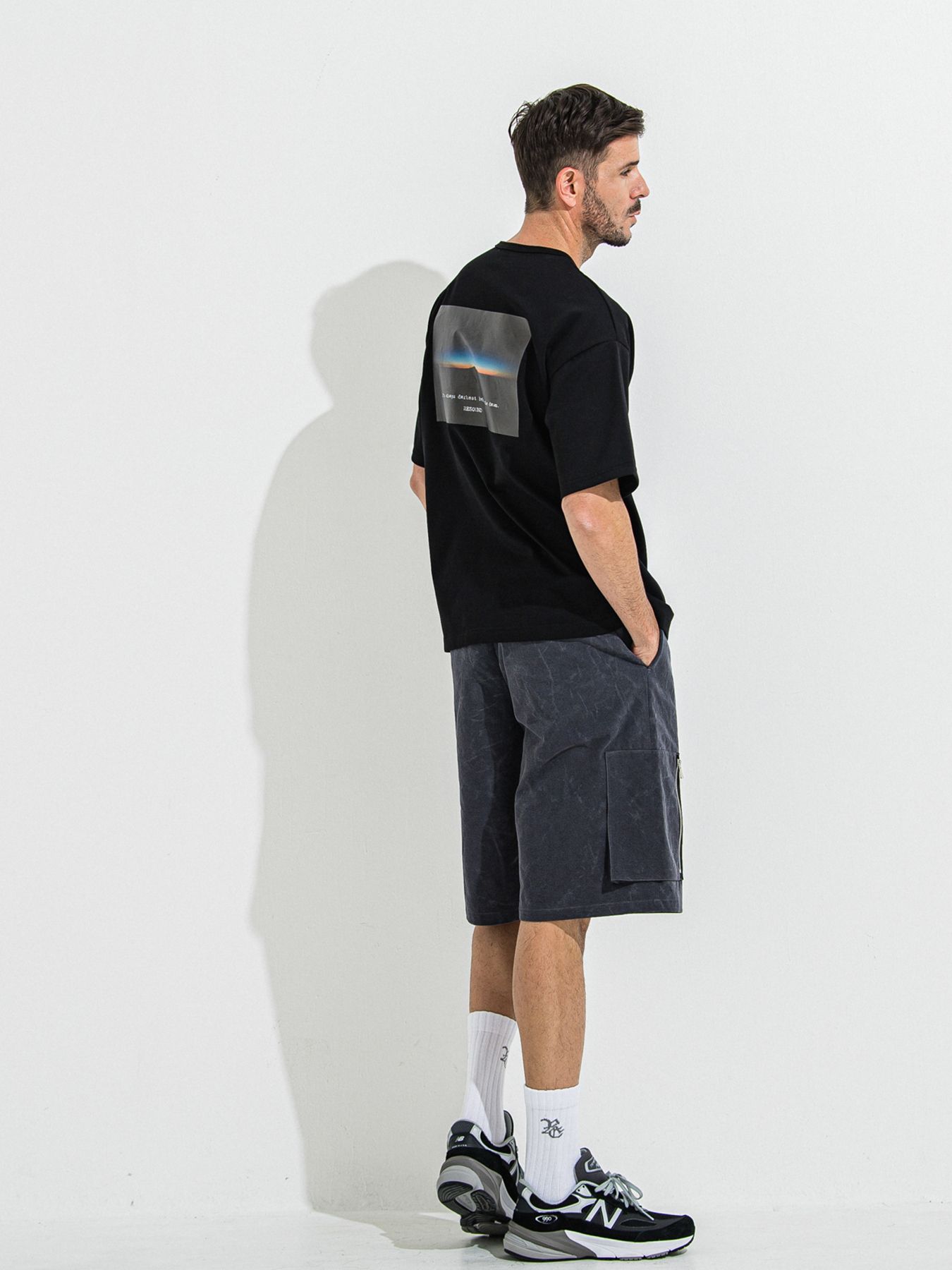 【予約品 】YOAKE PHOTO OVER TEE /  フォトオーバーサイズTシャツ / ブラック