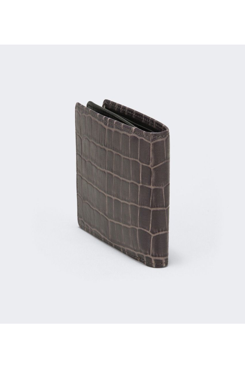 二つ折り財布 Tint Embossing Leather / Pale Black 【aniary】