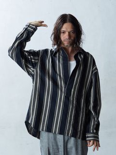 DOBBYSTRIPE SHIRTS / ミリタリーシャツ / ブラック