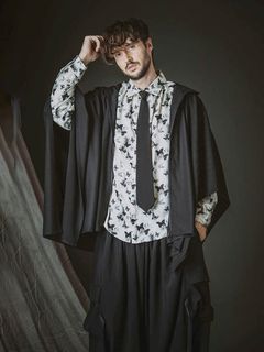 ドローストリングスフーデッドポンチョ / ブラック【NOID.】