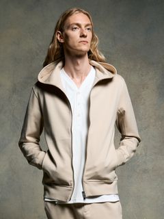 【予約品 9月23日(火) 締切】high neck zip-up parka / ハイネック ジップアップパーカー / ライトベージュ