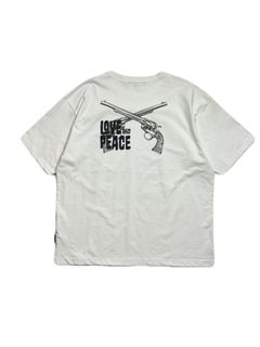 【予約品 3月9日(月) 18:00 締切】ORG/CO S/TEE LAP/GUN / クロスガン LOVE and PEACE オーガニックコットン Tシャツ / ホワイト