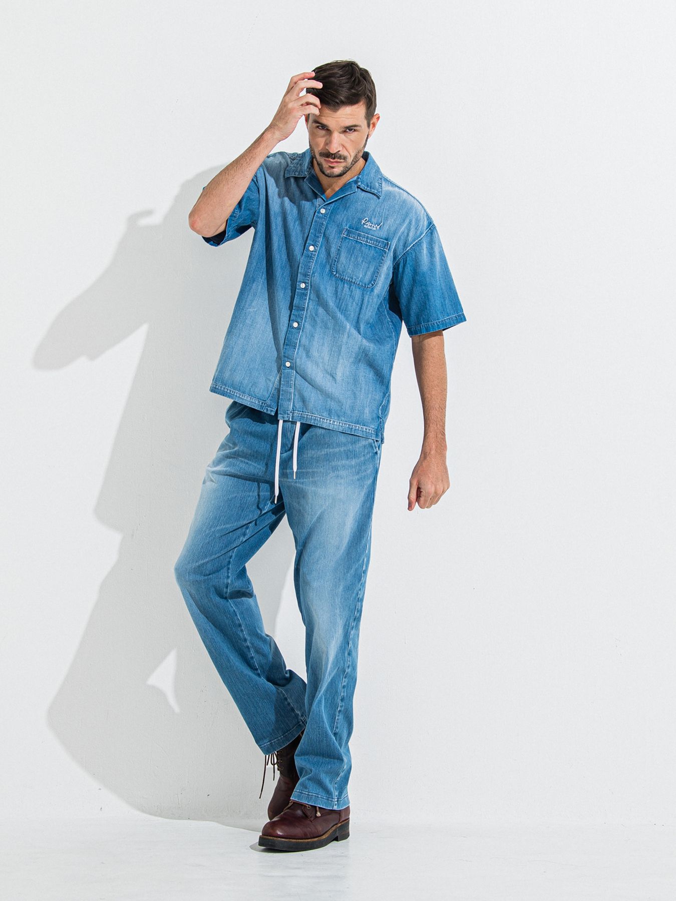【予約品】ZACK HALF DENIM SHIRT / ザックハーフスリーブスリーブデニムシャツ / ライトインディゴ