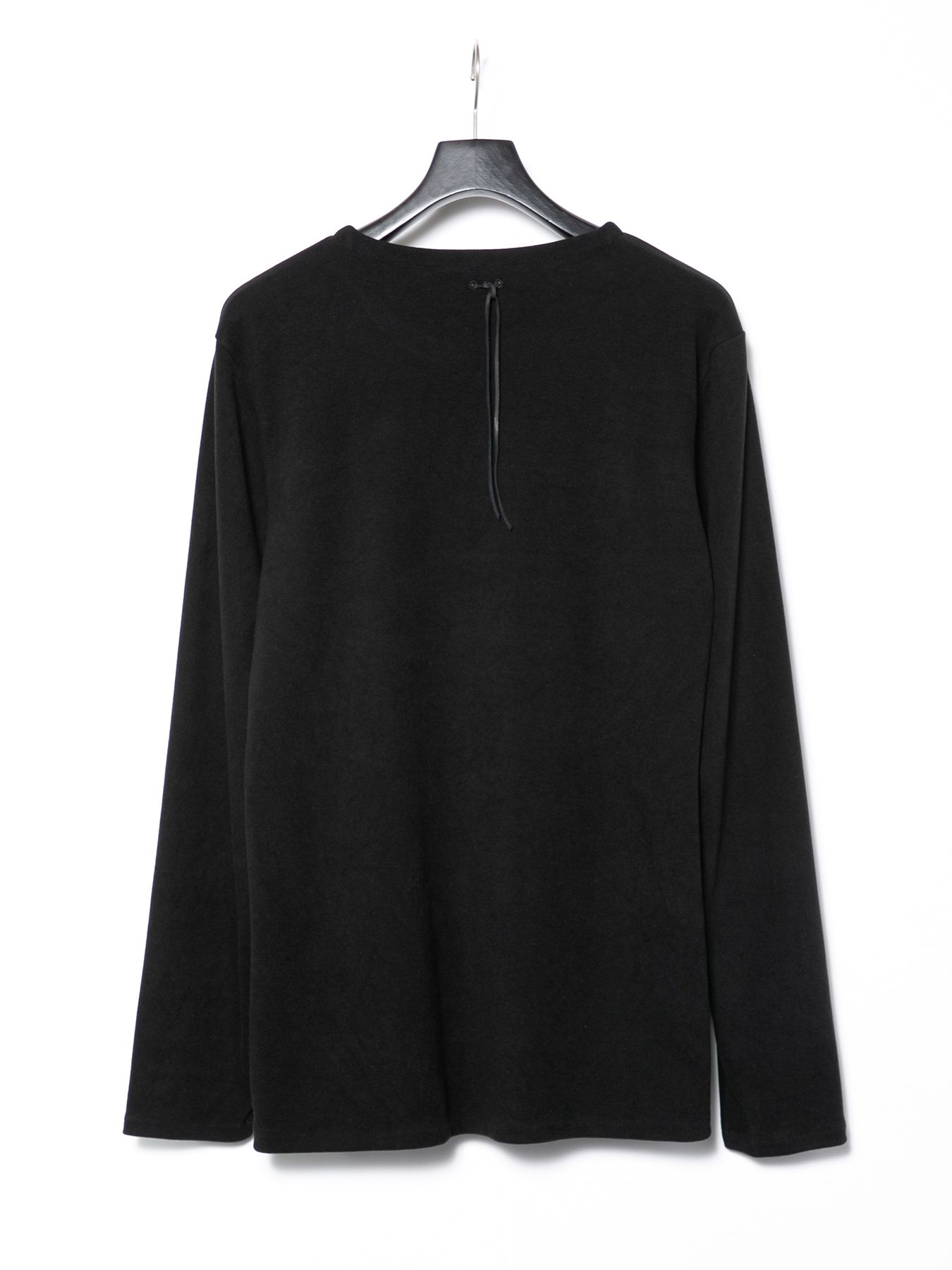 Acrylic Rayon Nylon Stretch Ponte Fabric L/S Crew Neck T-shirt / アクリル レーヨン ナイロン ストレッチ ポンチ L/S クルーネック Tシャツ / ブラック