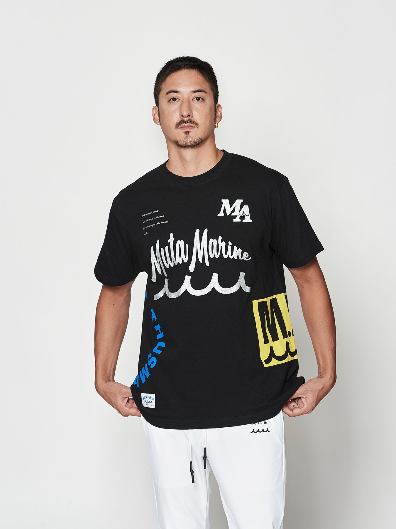 【予約品 10月9日(木) 締切】muta Test Print Tee / Tシャツ / ブラック【Acanthus × muta MARINE】