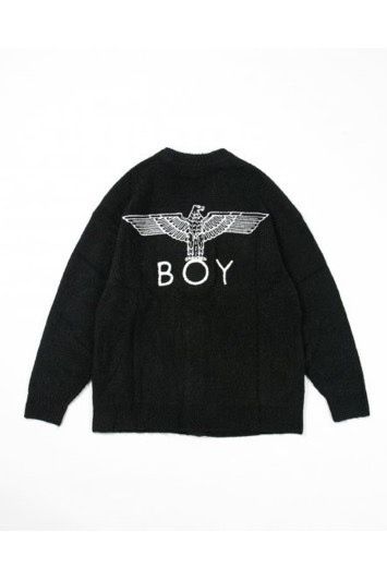 BOY EAGLE WOOL KNIT CARDIGAN / BLACK 【BOY LONDON】