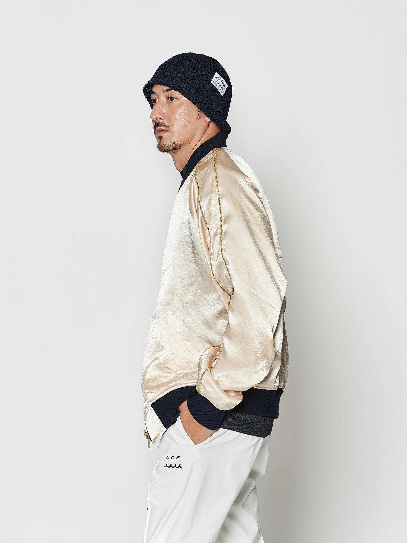 【予約品 10月9日(木) 締切】muta Souvenir Jacket / リバーシブル スーヴェニアジャケット / ブルー【Acanthus × muta MARINE】