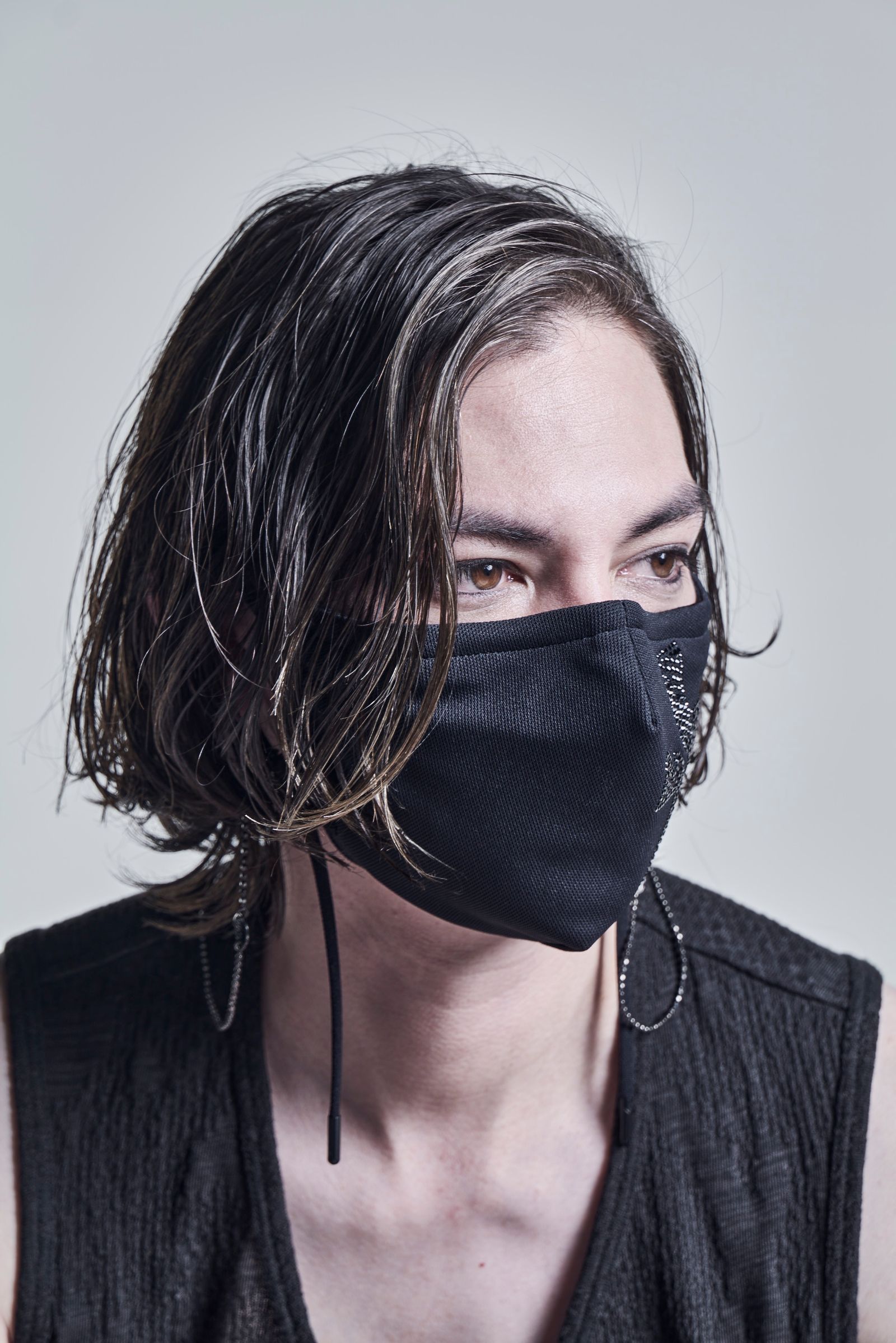 CrossスワロフスキーFaceCover HeavyMesh / Black 【kiryuyrik】