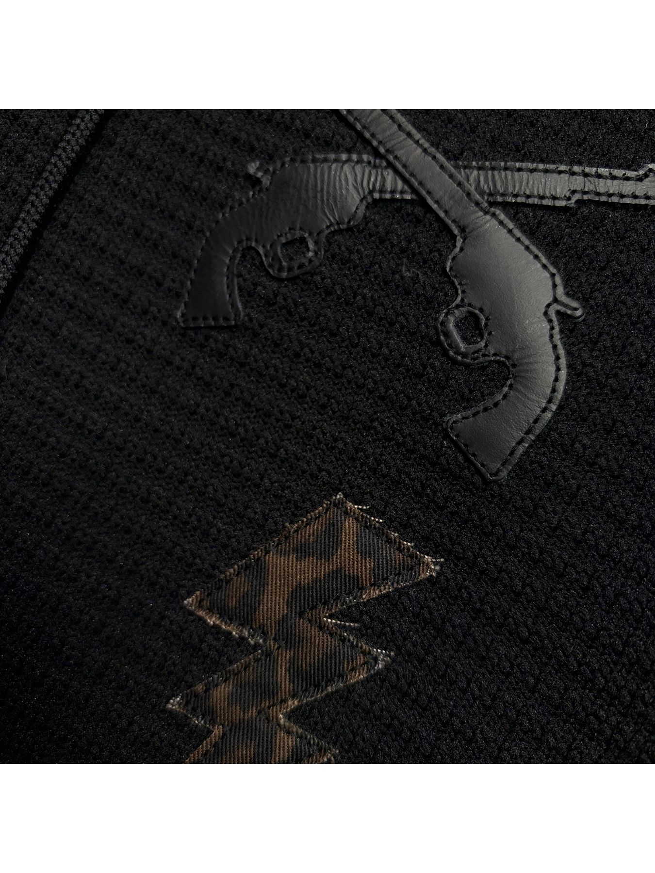 【予約品 3月9日(月) 18:00 締切】PATCH WAFFLE HOODIE / レザーパッチ ビッグワッフル ジップフーディ  / ブラック