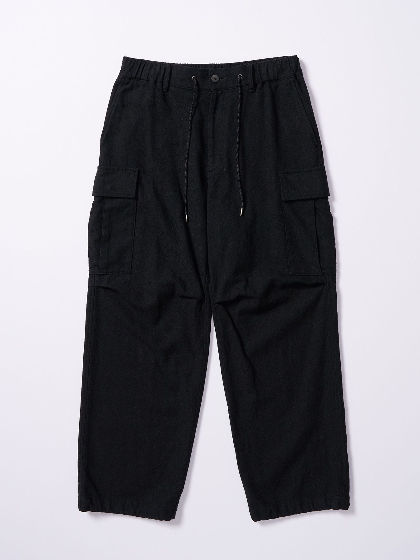 【予約品 4月19日(日) 18時締切】natural blend wool easy cargo / ナチュラルブレンドウール イージーカーゴパンツ / ブラック