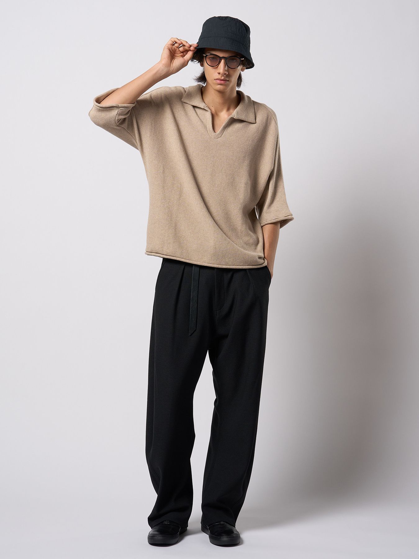 【予約品 9月23日(火) 締切】comfy skipper polo H/S / コンフィー スキッパーポロ ハーフスリーブ  / ライトベージュ