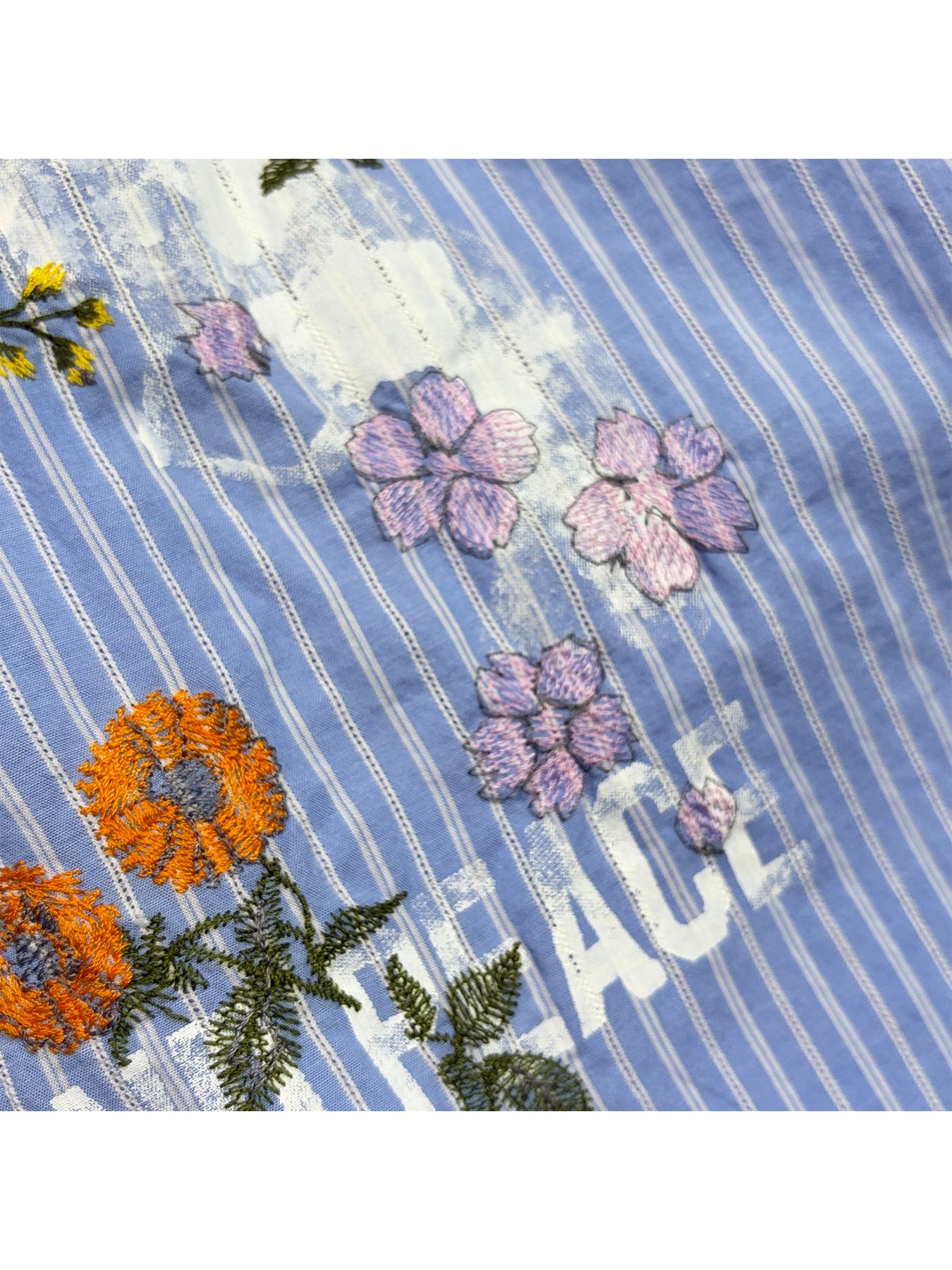 【予約品 8月23日(日) 締切】STRIPES SHIRT FLOWER / ブルー