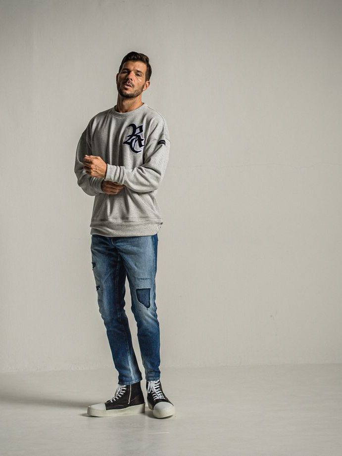 《予約9月1日18時締め》 RC chenille velours fleece drop trainer  / ルーズトレーナー / グレー