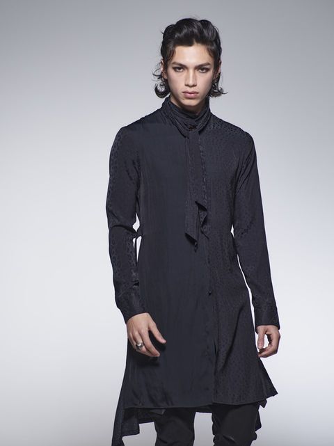 《予約品》 StoalFlareShirt / クレイジーパターンストール付きフレアシャツ / ブラック 【kiryuyrik】 8月以降入荷予定