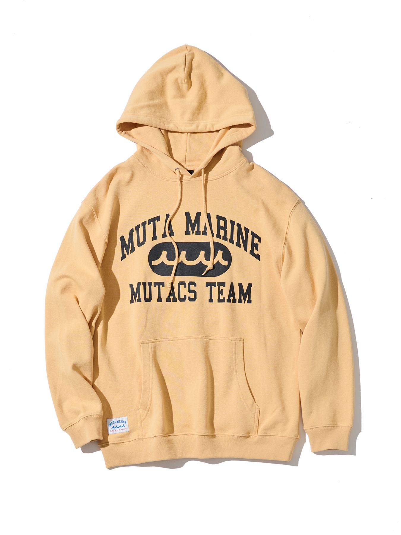 【予約品 10月9日(木) 締切】muta College Logo Hooded Sweatshirt / パーカー / イエロー【Acanthus × muta MARINE】