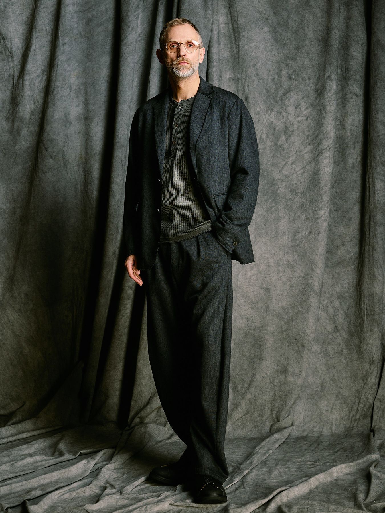 【予約品 4月19日(日) 18時締切】venetian stripe single jacket / ヴェネツィアン ストライプ シングルジャケット / チャコール