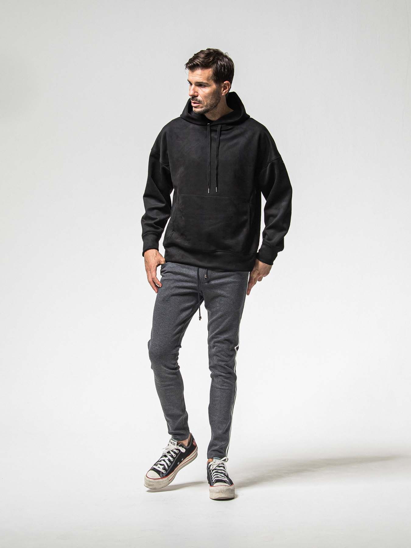 【予約品 8月31日(日) 締切】SUEDE LOOSE HOODIE / スウェード ルーズフーディ / ブラック