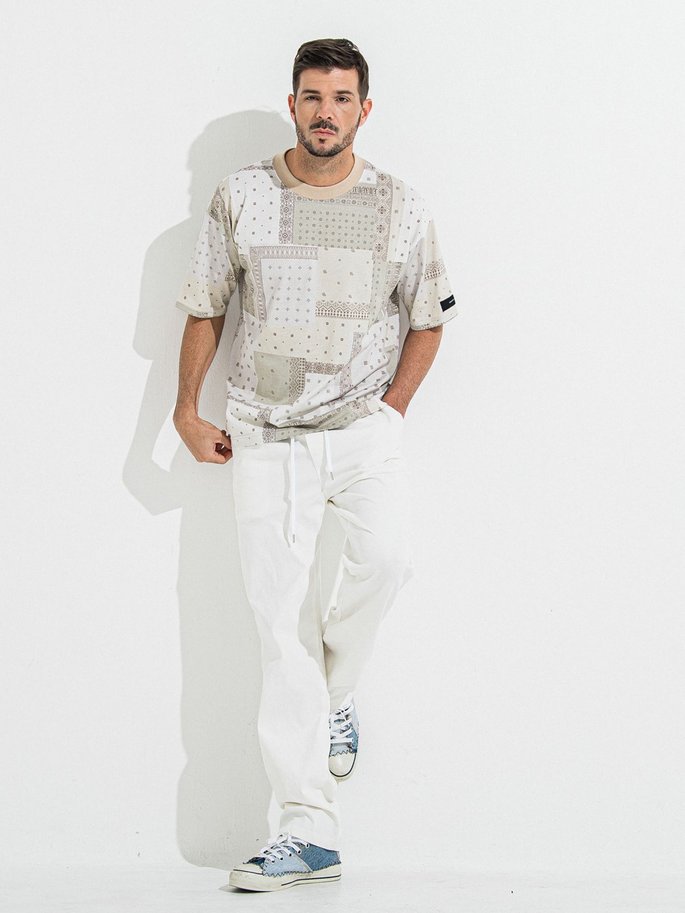 DENIM JERSEY WIDE PT / デニムジャージワイドパンツ / ホワイト