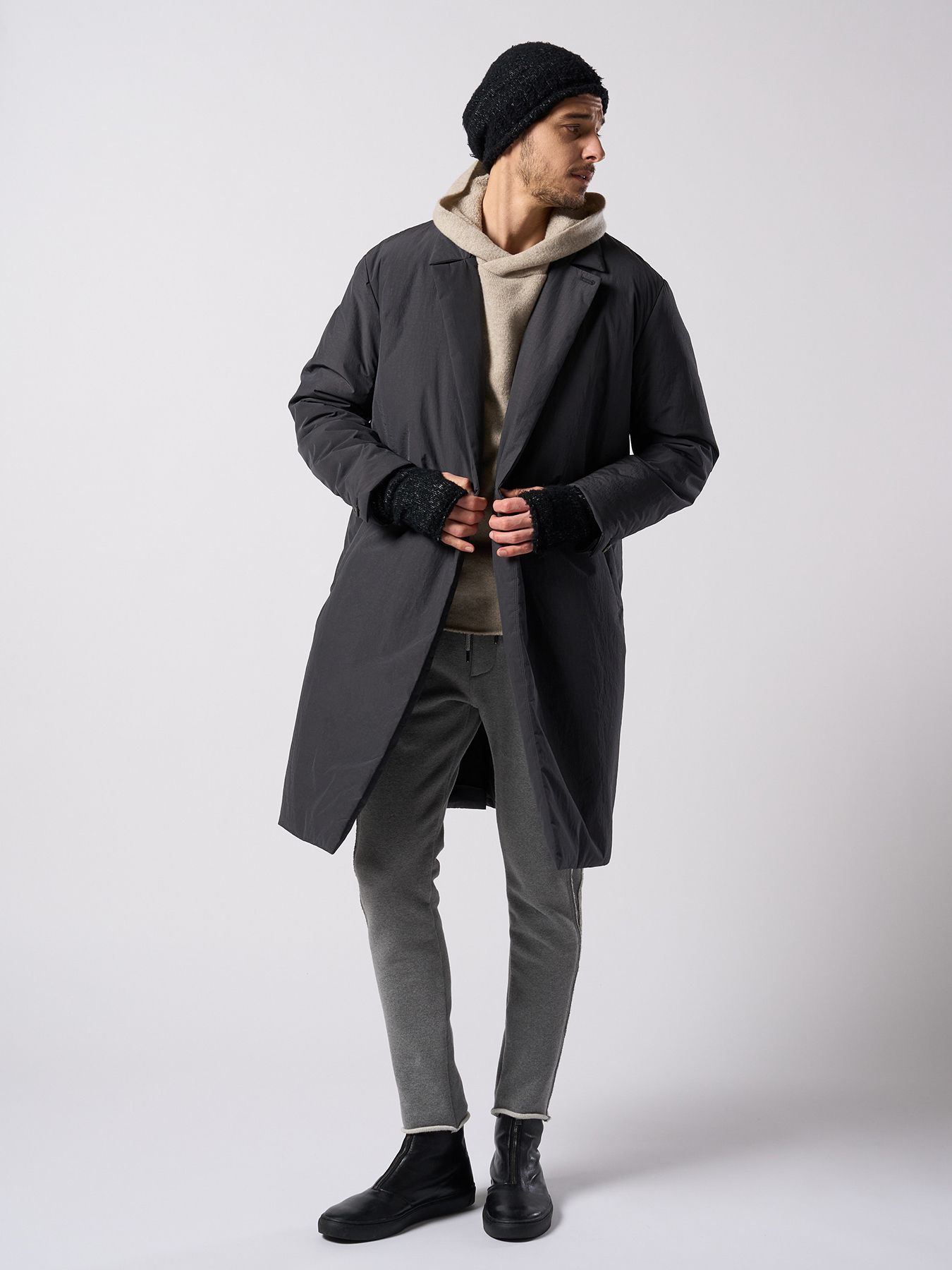 【予約品 4月19日(日) 18時締切】fancy yarn roll beanie / バルーン型ニットキャップ / ブラック