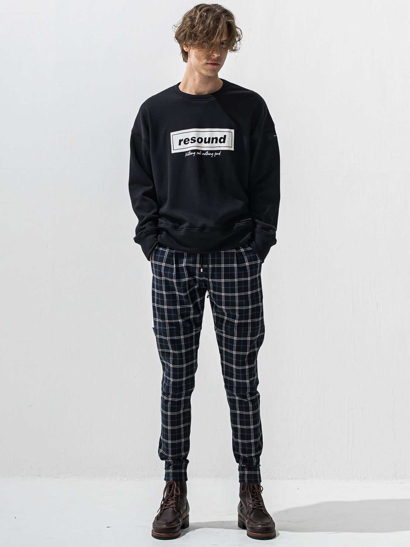 【予約品 9月6日(日) 締切】BOX VELOURS FLEECE DROP TRAINER / ボックスロゴ 裏起毛 ルーズトレーナー / ブラック