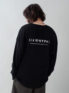 【予約品 5月27日(水) 締切】WOOLTHERMAL-TEE print / ロゴプリント ローリングネックTシャツ / ブラック