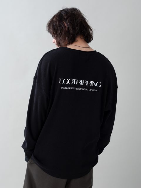 WOOLTHERMAL-TEE print / ロゴプリント ローリングネックTシャツ / ブラック