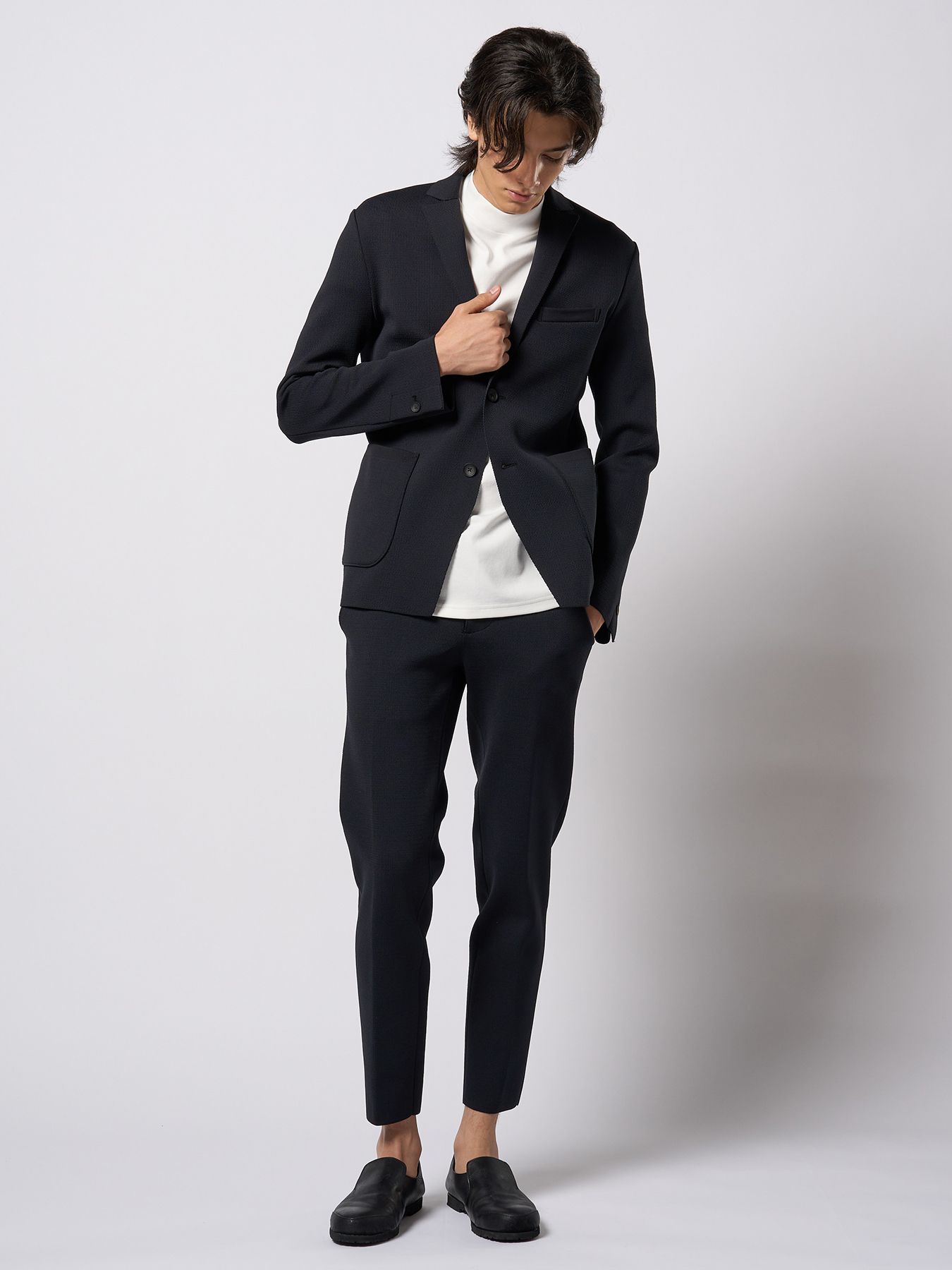 【予約品 9月23日(火) 締切】function knit jacket (jacquard check) / ファンクションニットジャケット (ジャガードチェック) / ブラックチェック