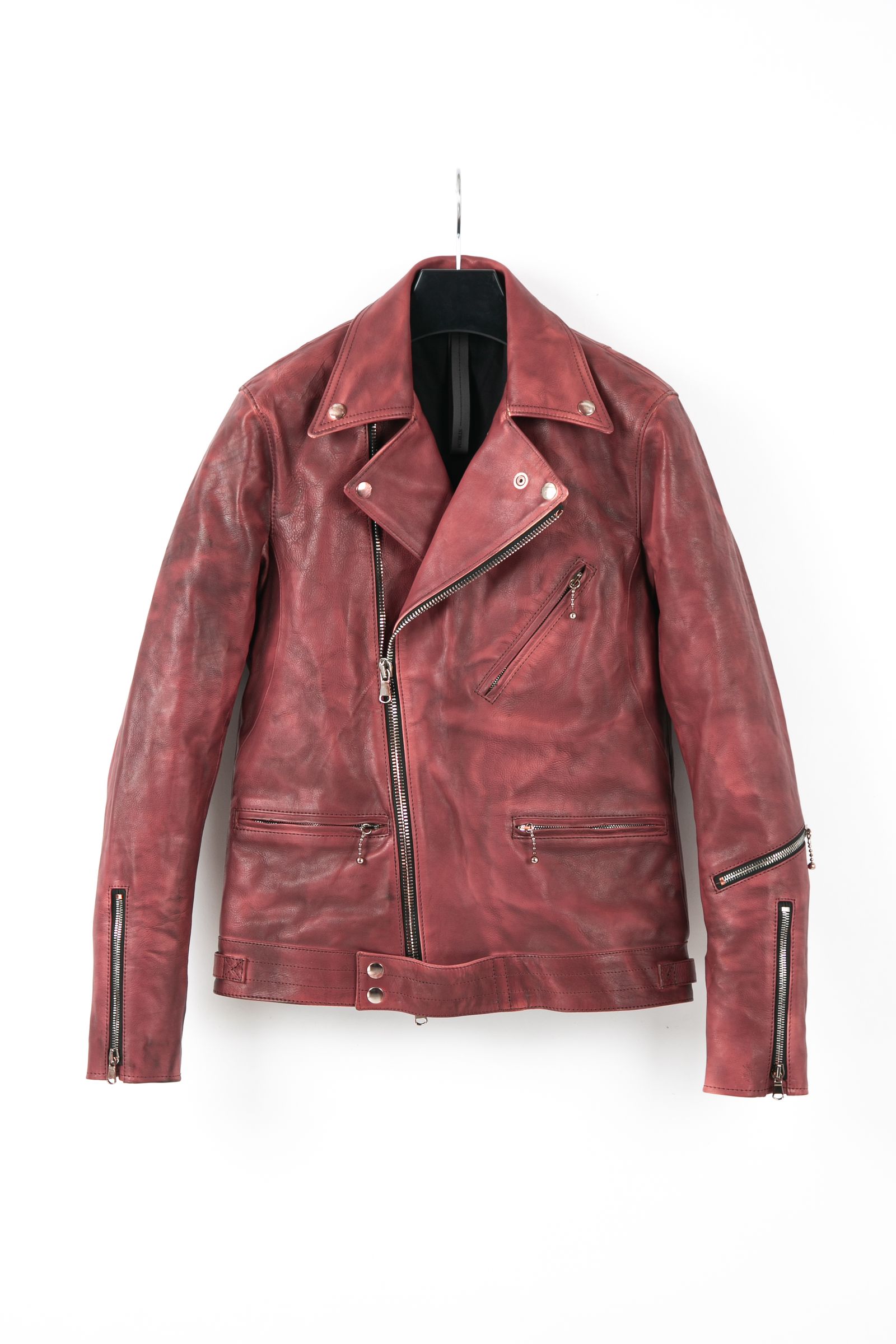 《予約品》 フルタンニン鞣し ジャパンカーフスキン 燃焼製品染め ダブルライダース SPEEDER / BURGUNDY 【STRUM】 9月下~10月上旬入荷予定