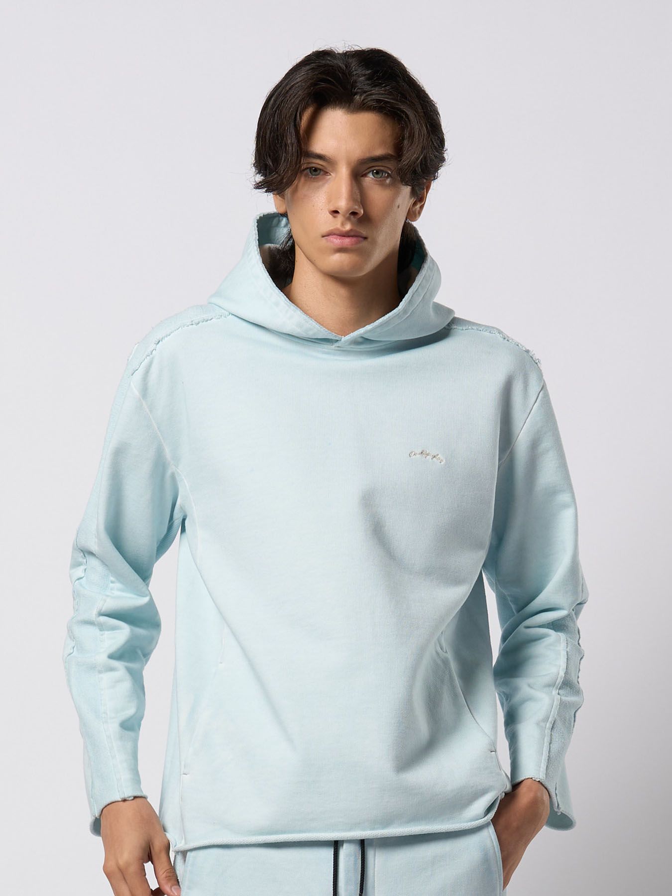 【予約品 9月23日(火) 締切】cut-off pull parker / カットオフ プルパーカー / アイスブルー