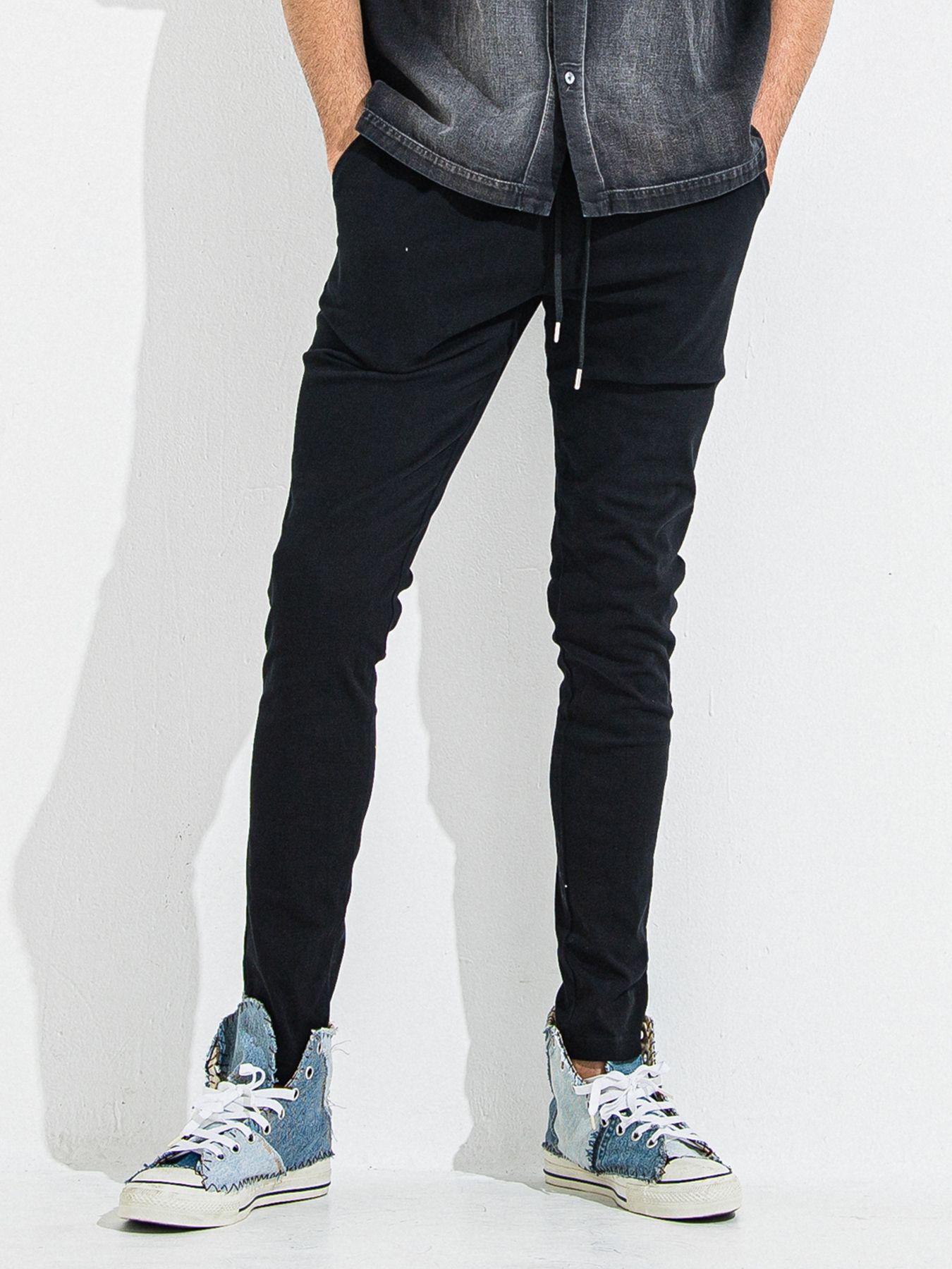 【予約品 】DENIM JERSEY CHRIS EASY TUCK PT / デニムジャージクリスイージータックパンツ / ブラック