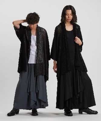 ハーフスリーブシアーニットガウン BLACK 【NO ID.】