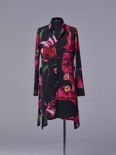 《予約品 》 FlareShirt / フレアシャツ / ブラック・ブーゲンビリア