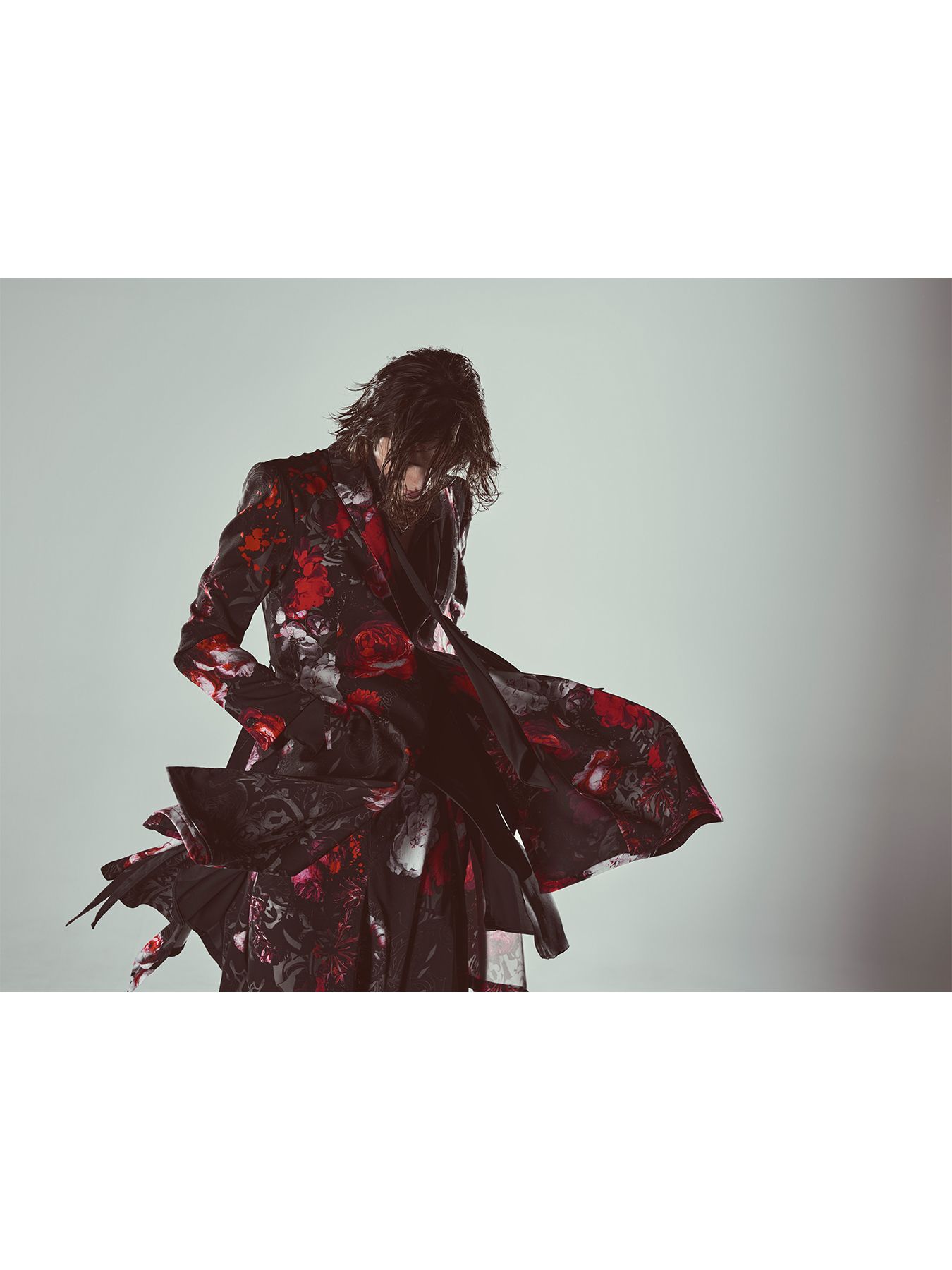 【予約品 6月29日(月) 締切】Goth Flora Suede Satin Flare Jacket / フレアジャケット / ブラック