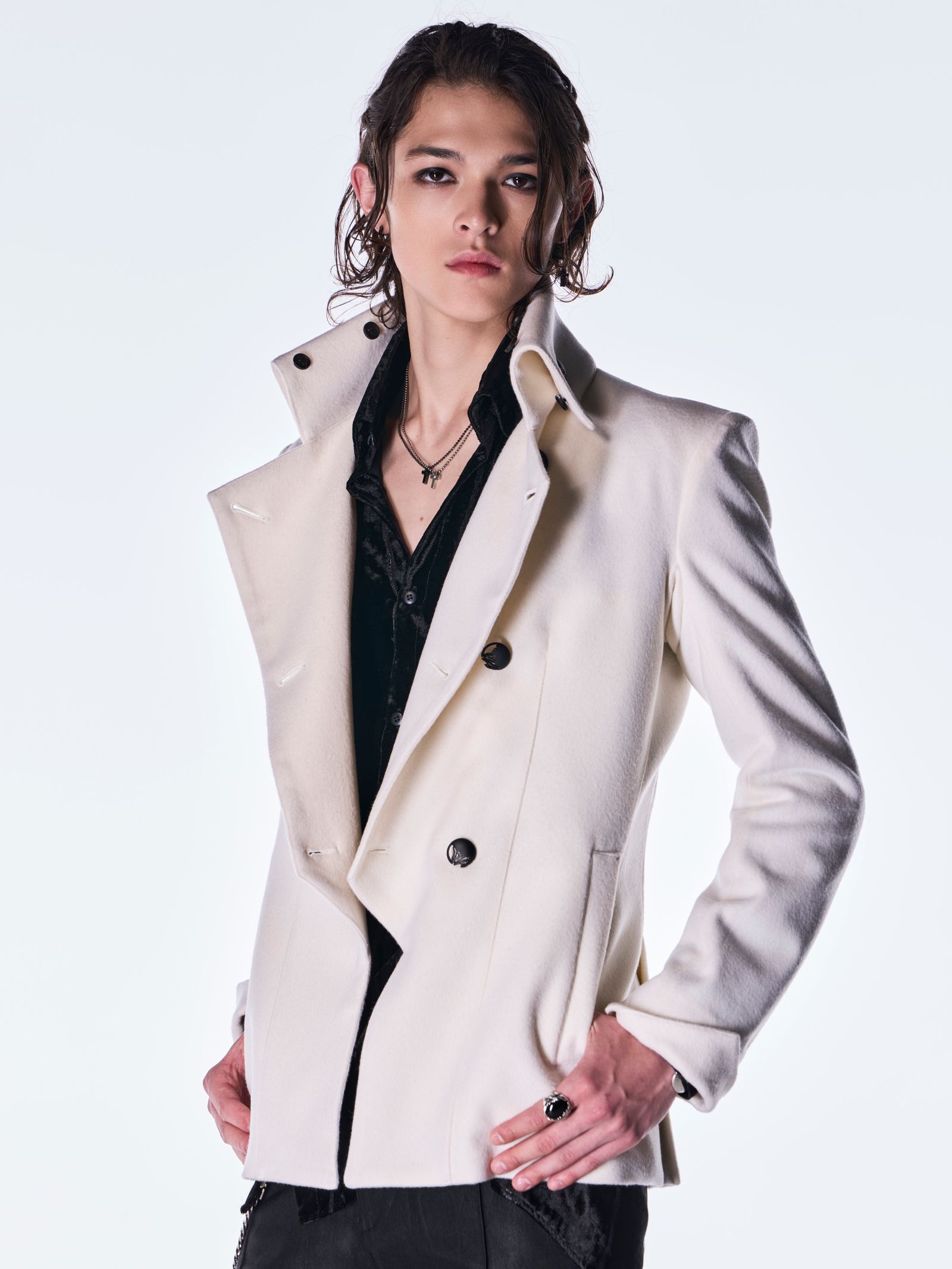 【予約品 6月29日(月) 締切】Beaver Fur Napoleon Jacket / ファー ナポレオンジャケット / ホワイト