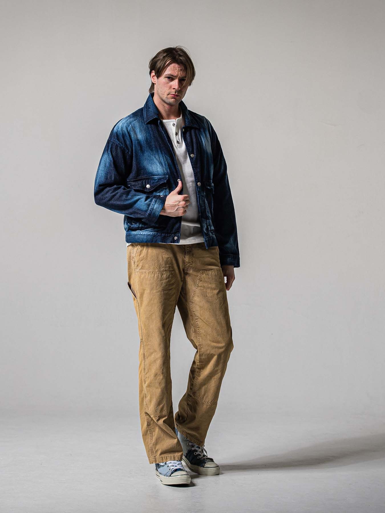 【予約品 11月16日(日) 締切】LDENIM AG FLIGHT JK / ライトデニム ミリタリージャケット / インディゴユーズド