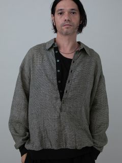 【予約品 11月23日(日) 締切】LINENSHEER POLO / リネン ポロシャツ / BEIGE千鳥