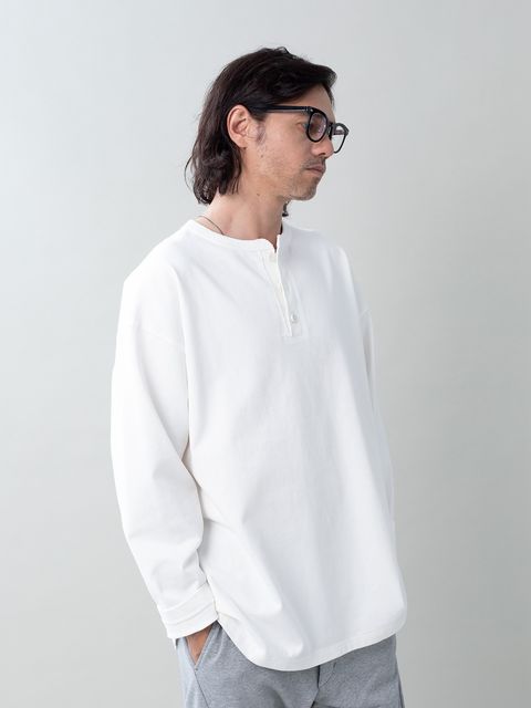 【予約品】FLATSEAMME-HENLEY / ヘンリーネックカットソー / ホワイト